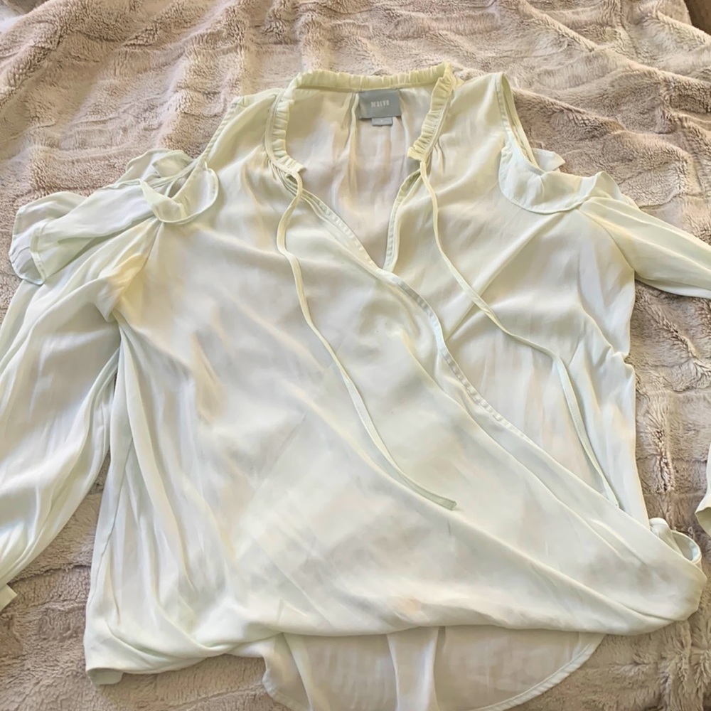 Maeve ruffle cold shoulder blouse